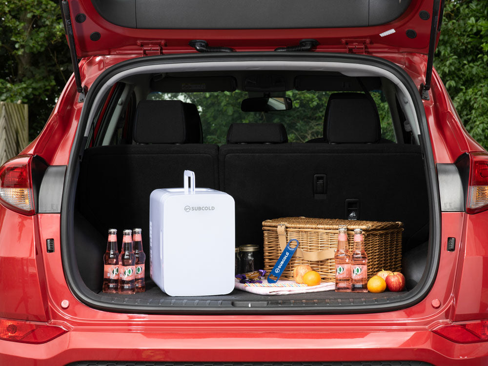 Subcold Ultra 10 litre white portable mini fridge in car