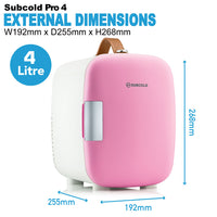 Thumbnail for Subcold Pro 4 litre pink mini fridge dimensions