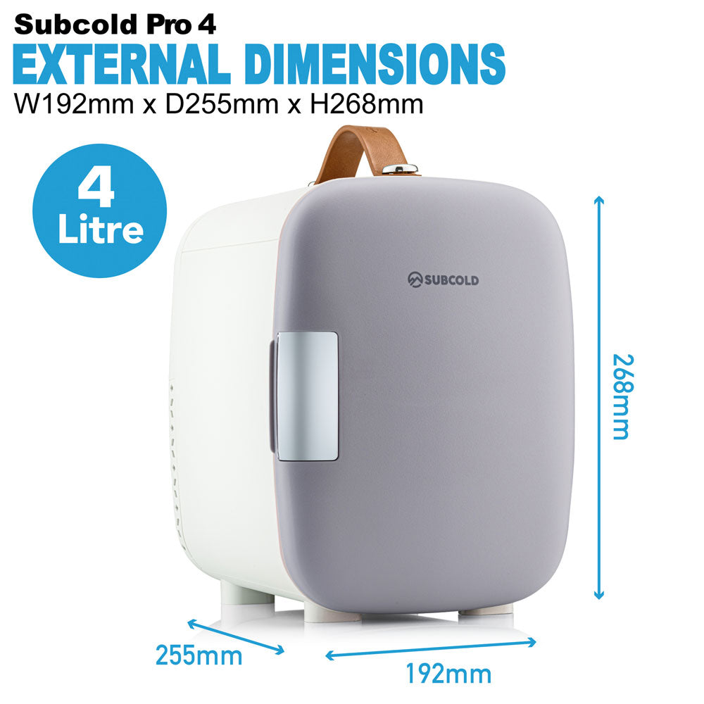 Subcold Pro 4 litre grey mini fridge dimensions