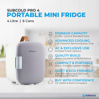 Thumbnail for Subcold Pro 4 litre grey mini fridge features infographic