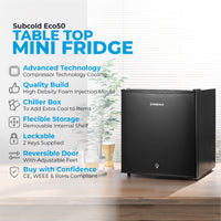 Thumbnail for Subcold Eco50 Mini Fridge -  Black | Refurbished