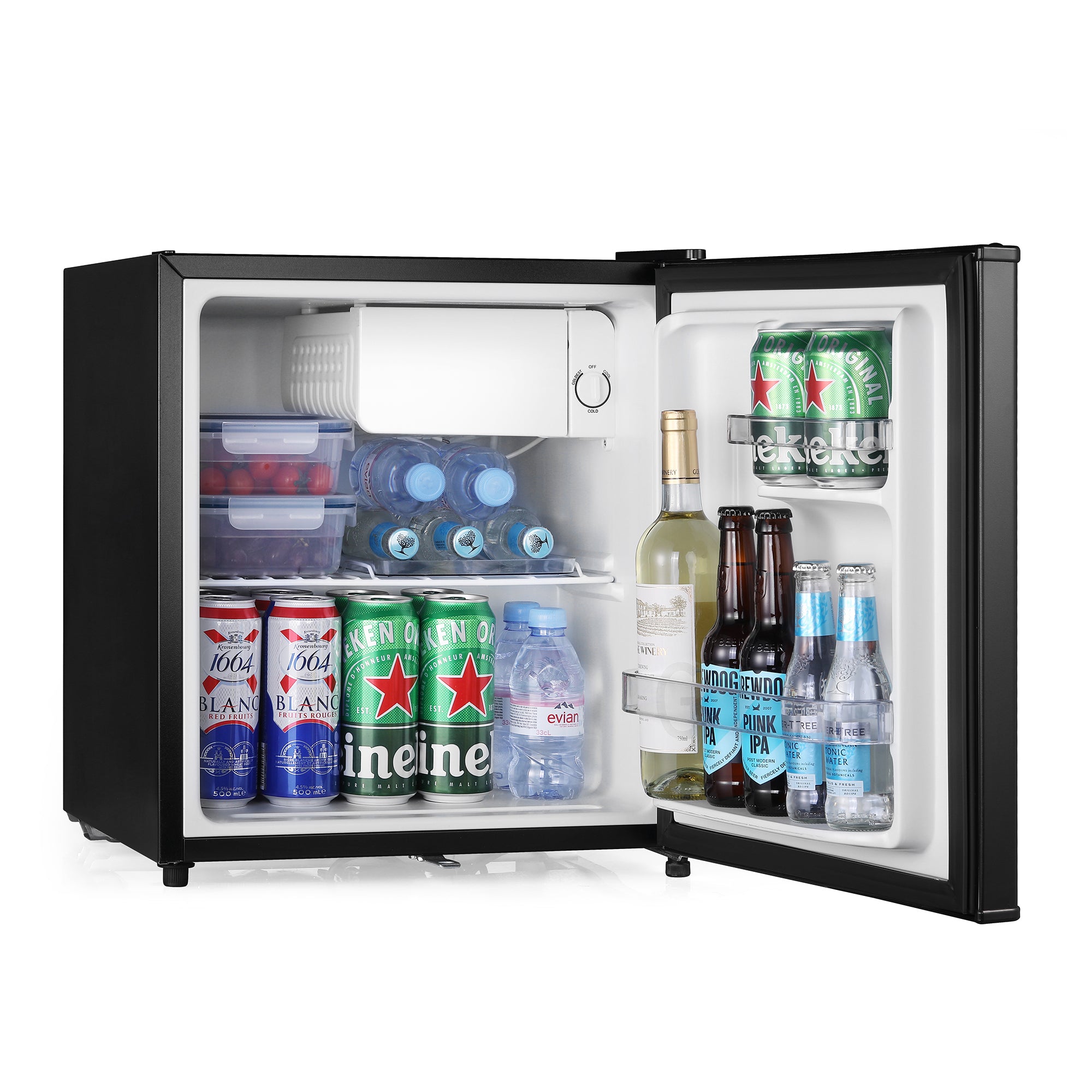 Subcold Eco 50 litre table top fridge with snacks and drinks inside