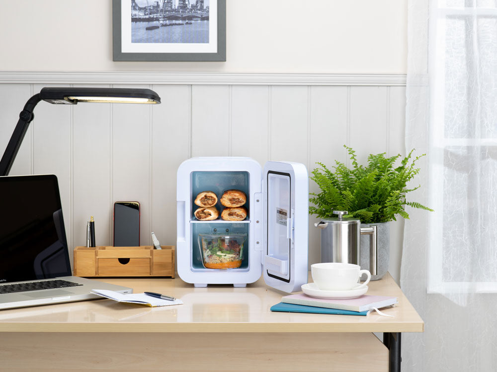 Subcold Ultra 6 litre black mini fridge with hot snacks inside
