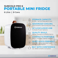 Thumbnail for Subcold Pro 6 litre black mini fridge features infographic