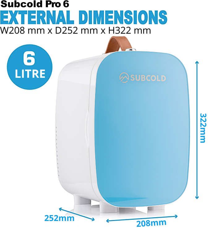 Subcold Pro 6 litre blue mini fridge dimensions