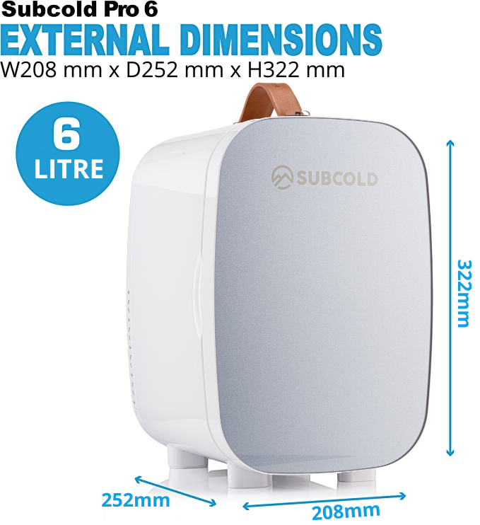 Subcold Pro 6 litre grey mini fridge dimensions