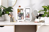 Thumbnail for Subcold Pro 6 litre white chequered mini skincare fridge for makeup beauty and cosmetics