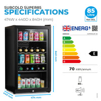 Thumbnail for Subcold Super 85 LED Beer Fridge - Black | Refurbished