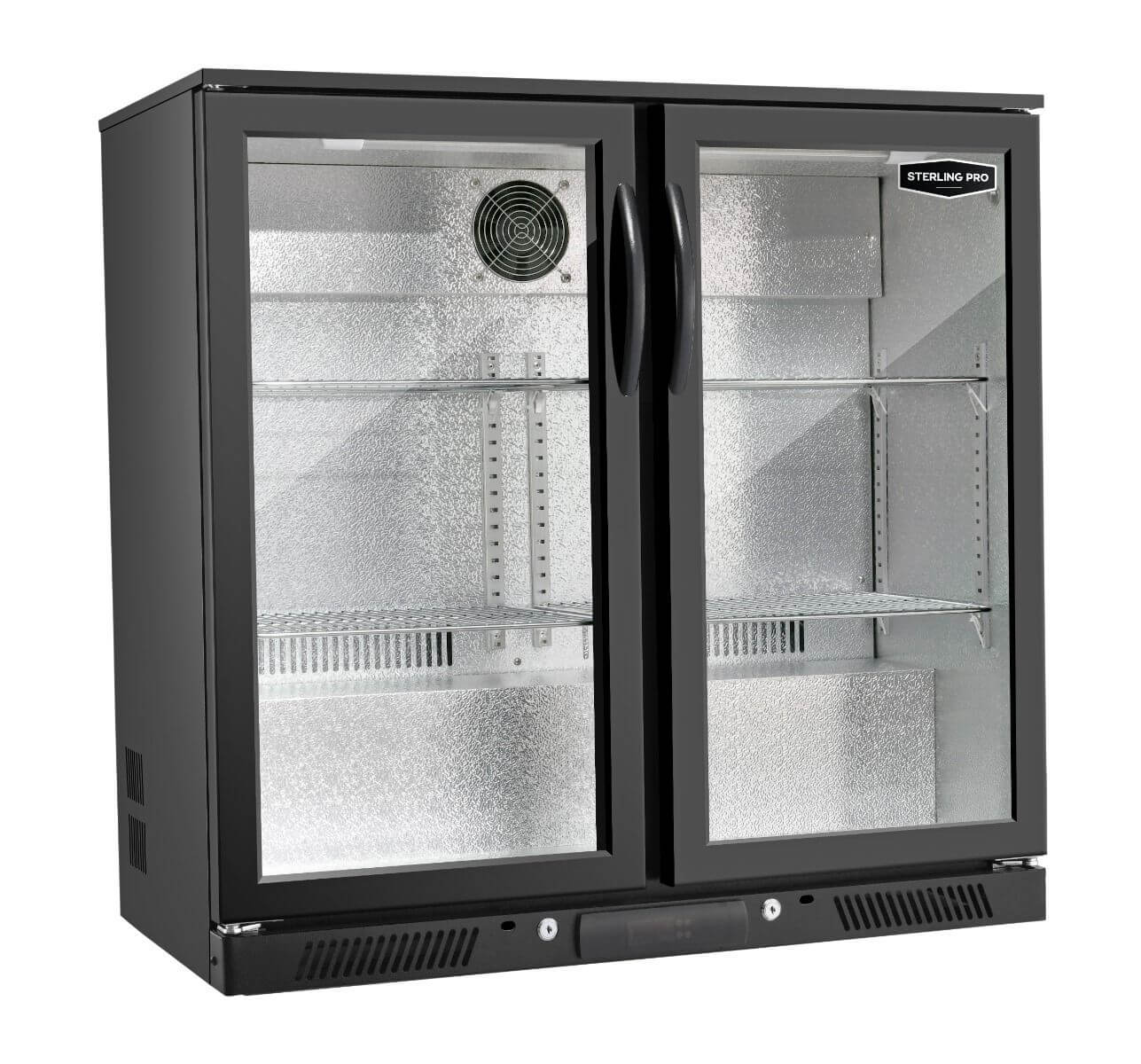 Sterling Pro Black Double Door Hinged Bottle Cooler 180 x 330ml Bottles | SP2HC-BH