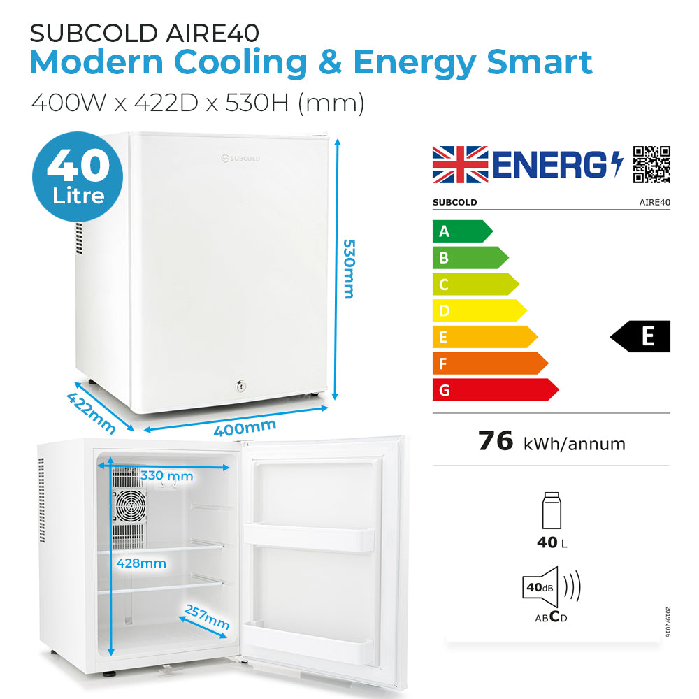 Subcold Aire40 LED Mini Fridge - White | Refurbished