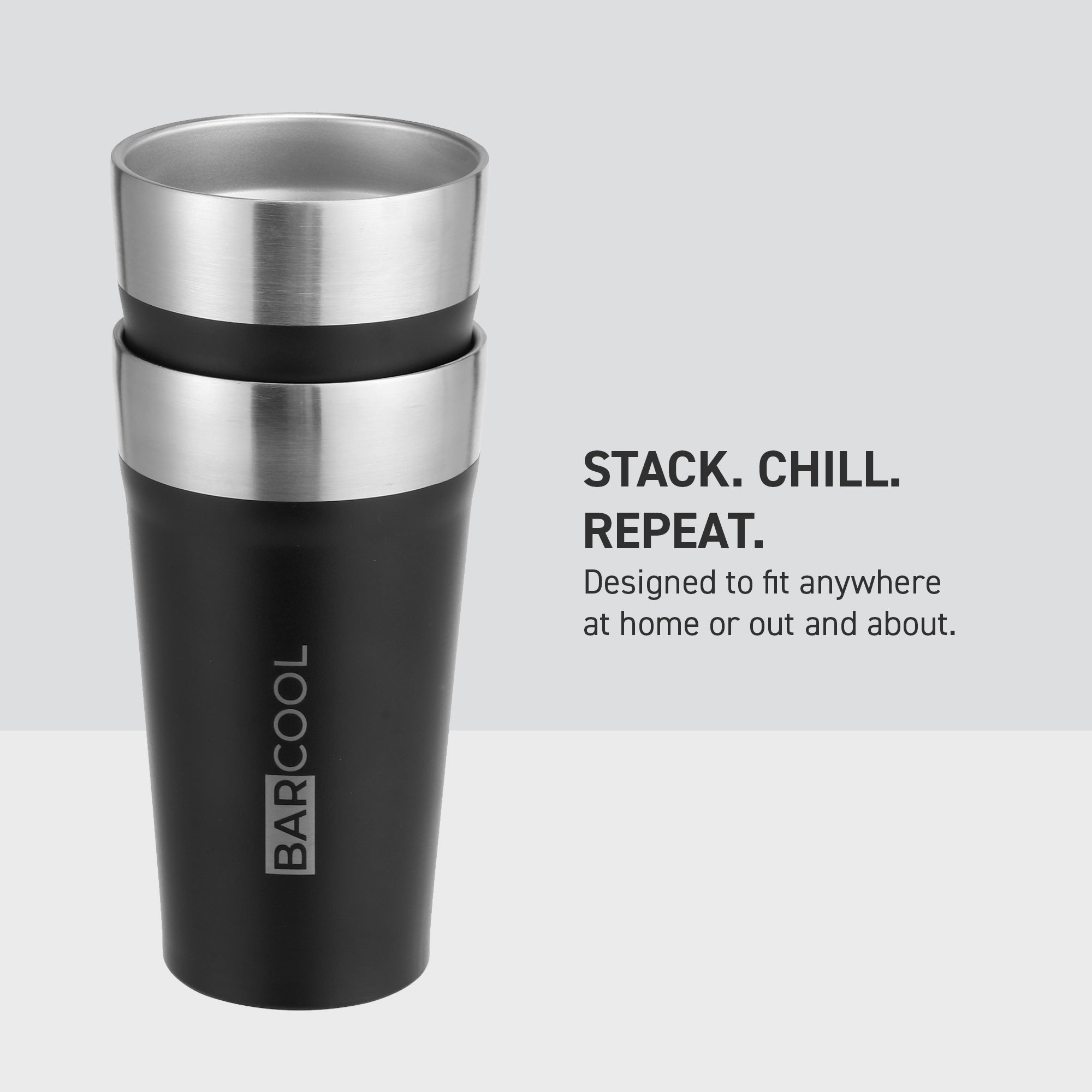 Barcool Stackable Beer Cup 600ml Black