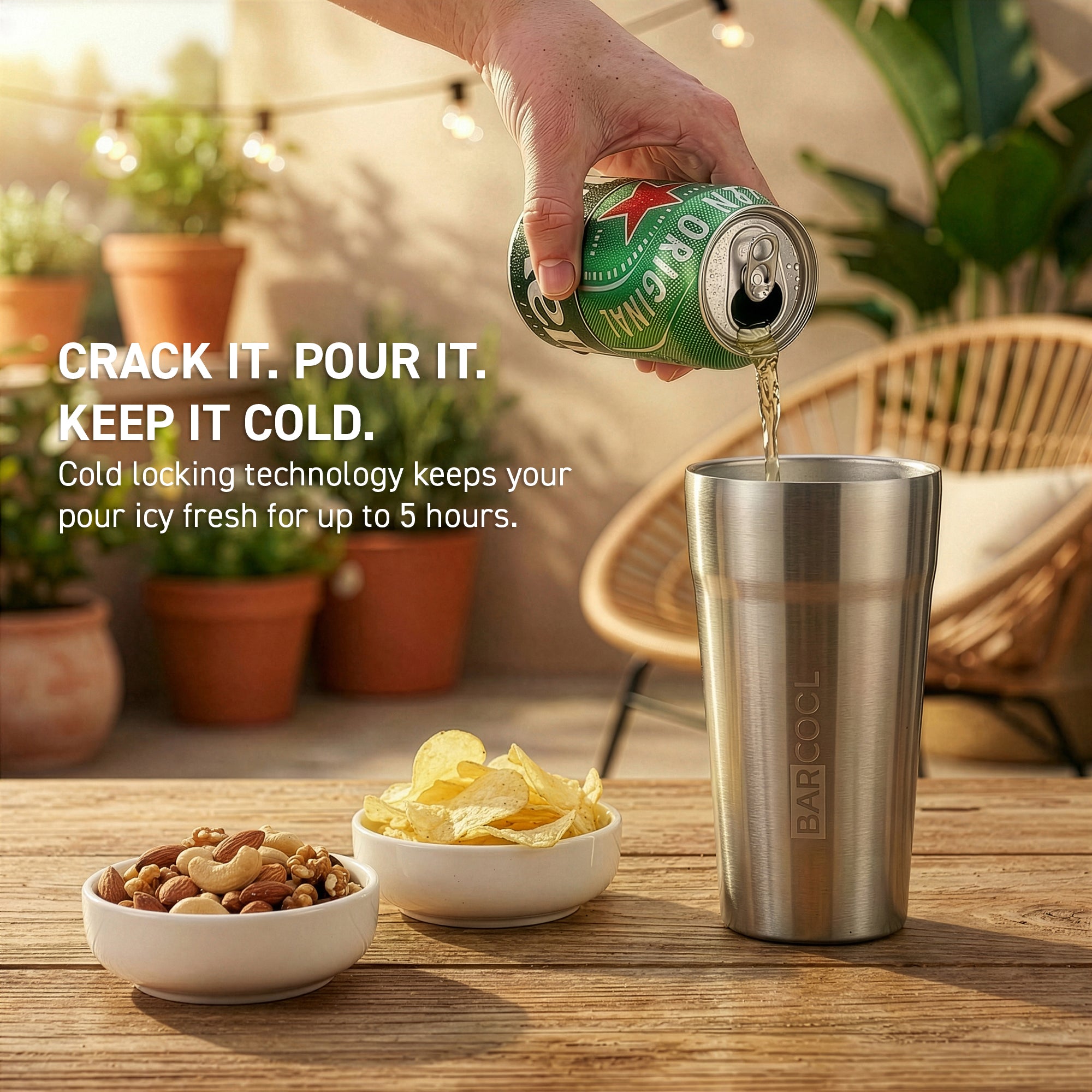 Barcool Stackable Beer Cup 600ml SS