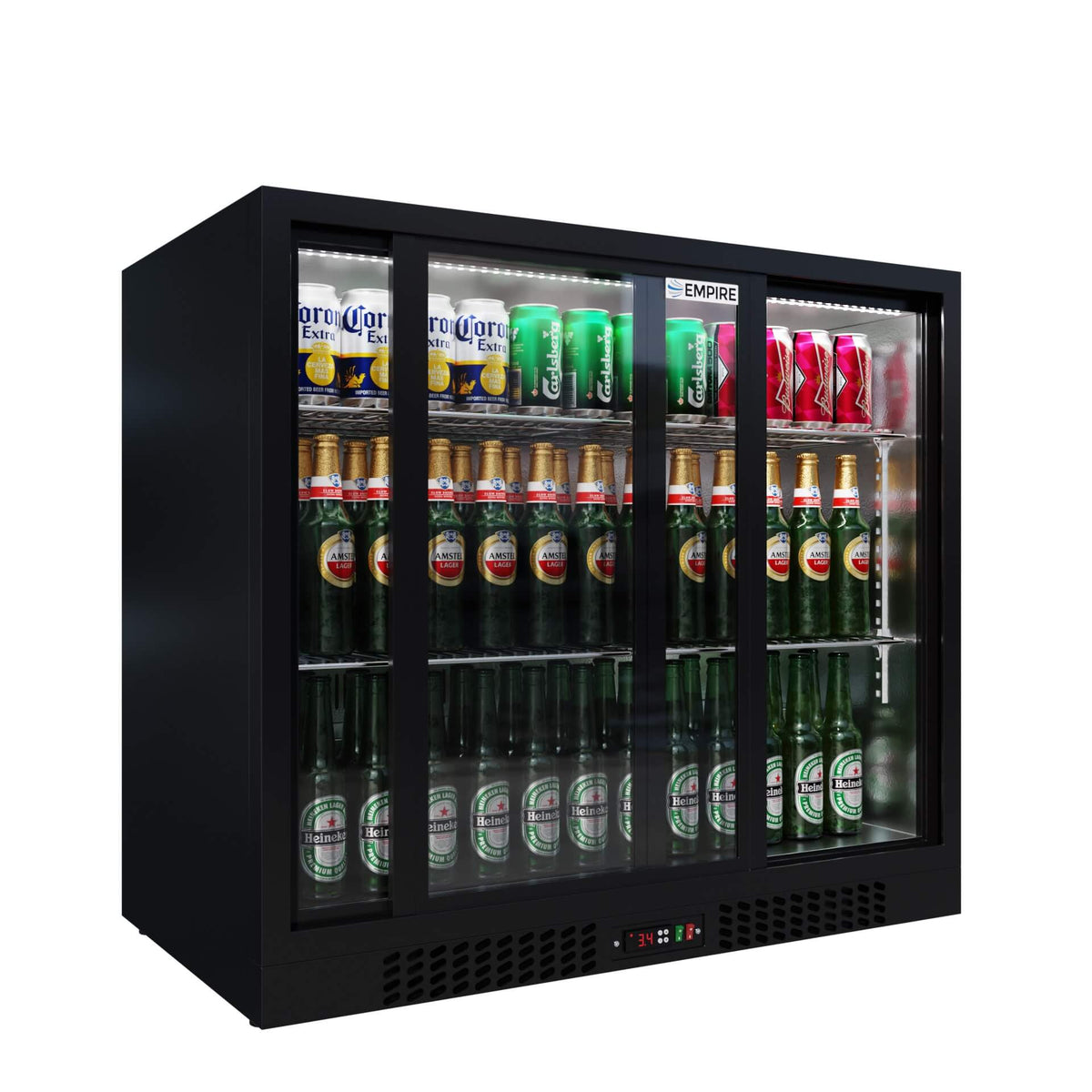 Empire Double Door Bottle Cooler – A Energy Rated Low 835mm Height Sliding Door Commercial Back Bar Fridge | CL-210SC