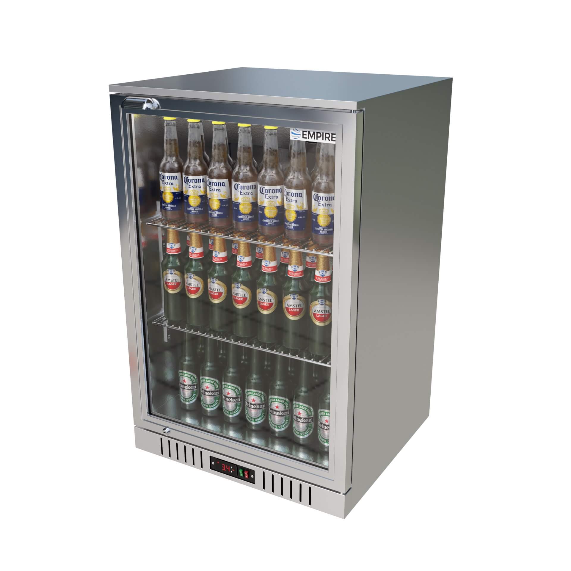 Empire Single Door 138L Stainless Steel Bottle Cooler – A Energy Rated Commercial Back Bar Fridge | CL-130H-S
