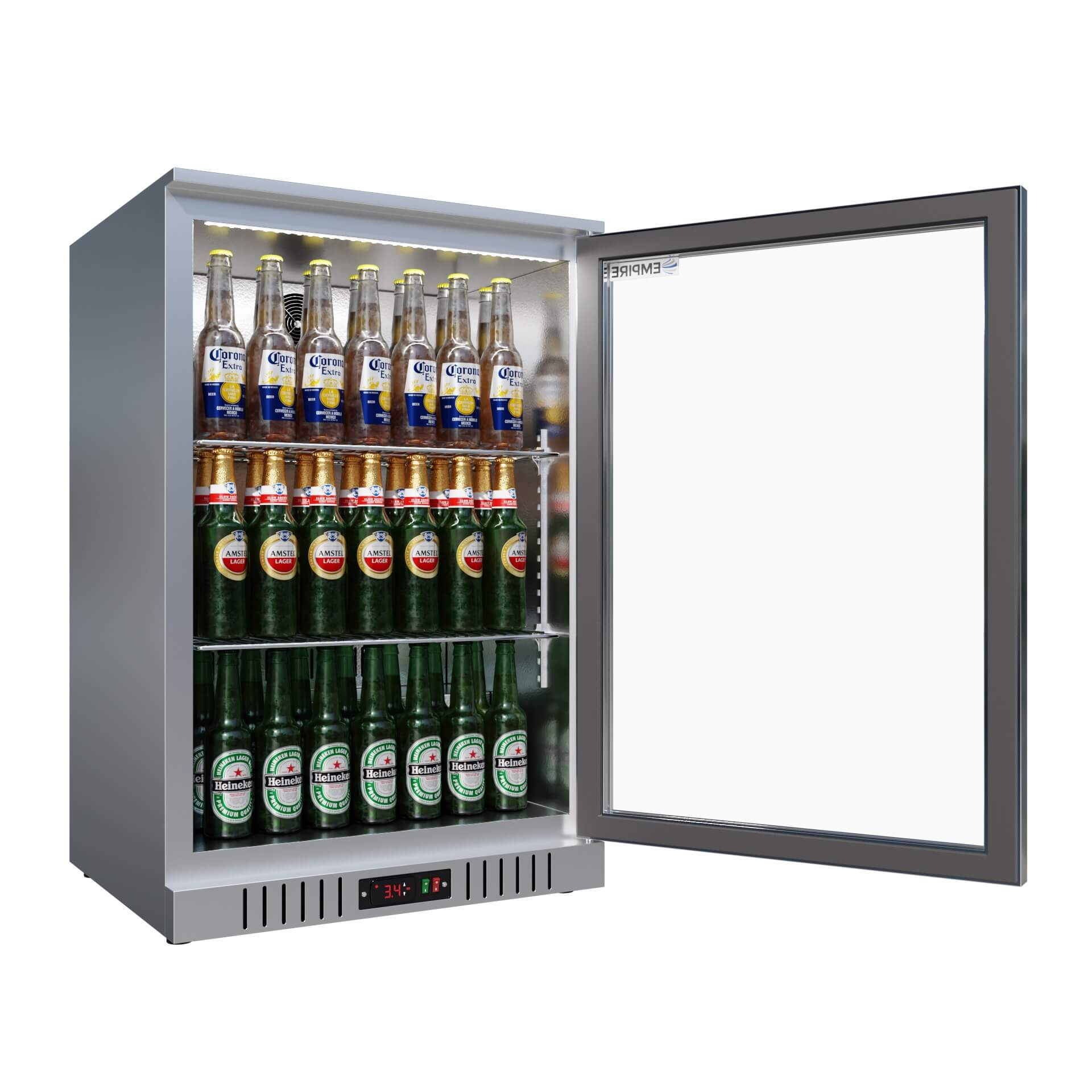 Empire Single Door 138L Stainless Steel Bottle Cooler – A Energy Rated Commercial Back Bar Fridge | CL-130H-S