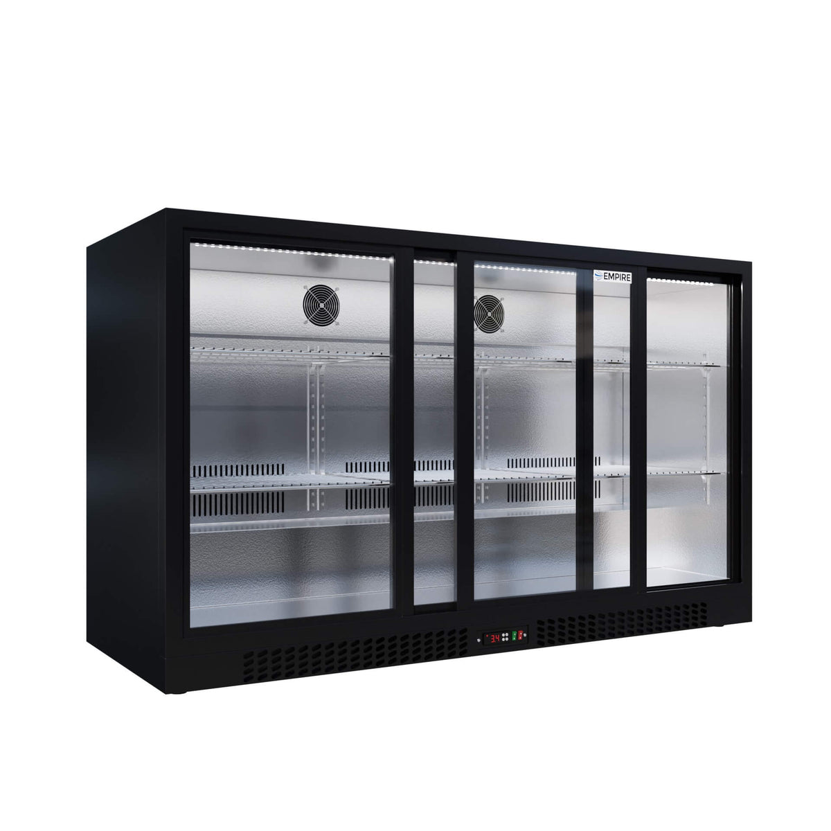 Empire Triple Door Bottle Cooler – B Energy Rated Low 835mm Height Sliding Door Commercial Back Bar Fridge | CL-320SC