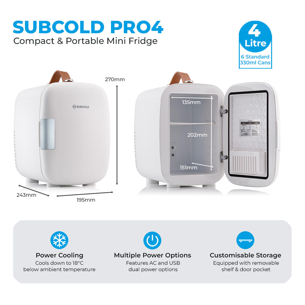 Pro 4L Mini Fridge - White | Refurbished