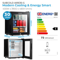 Thumbnail for Subcold Aire30-G LED Mini Fridge - Black