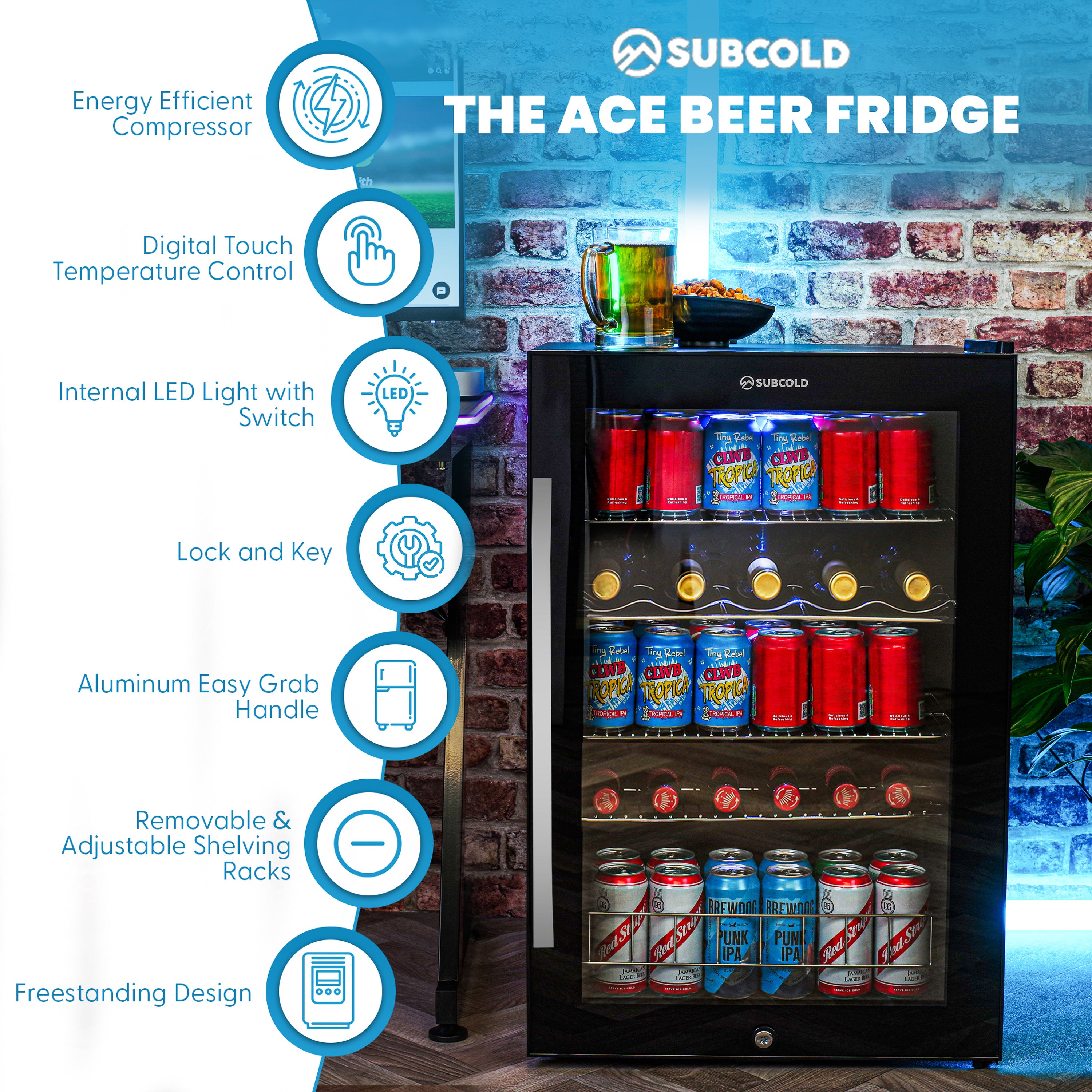 Subcold Ace130 LED Touch Control Beer Fridge