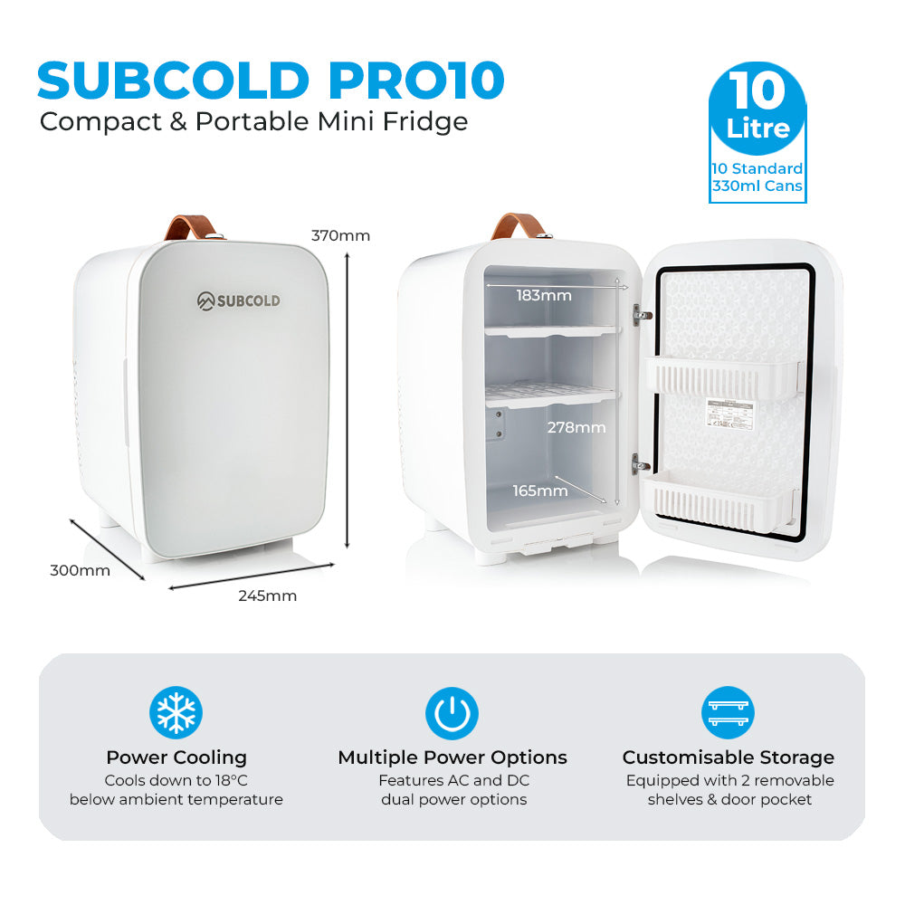 Pro 10L Mini Fridge - White | Refurbished