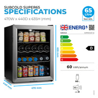 Thumbnail for Subcold Super 65 LED Beer Fridge - Silver | Refurbished