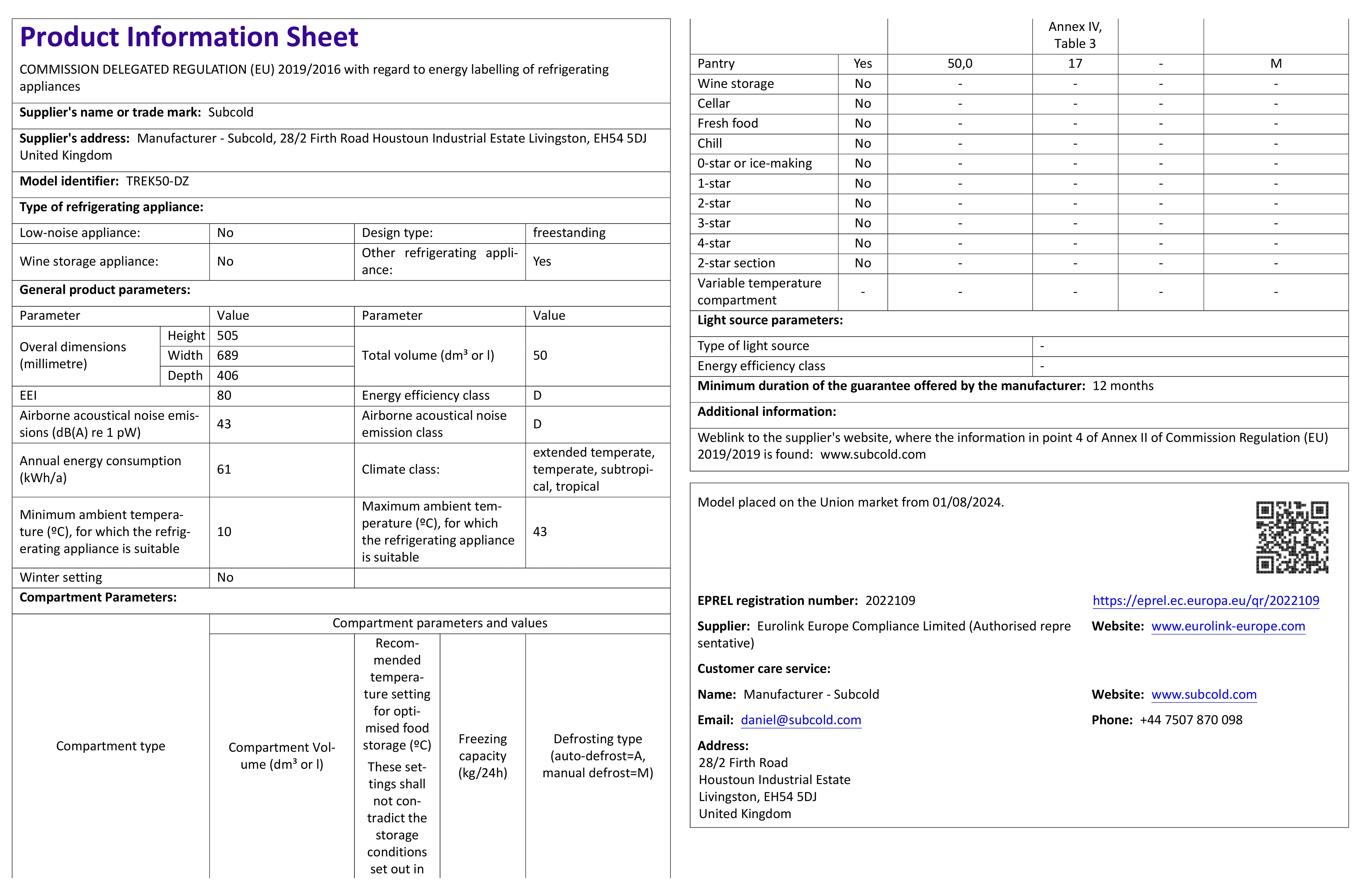 Subcold Trek50-DZ Portable Car Fridge Refurbished