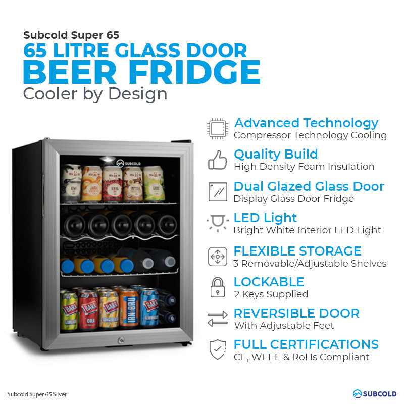 Subcold Super 65 LED Beer Fridge - Silver | Refurbished