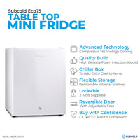 Thumbnail for Subcold Eco75 Table Top Fridge - White | Refurbished
