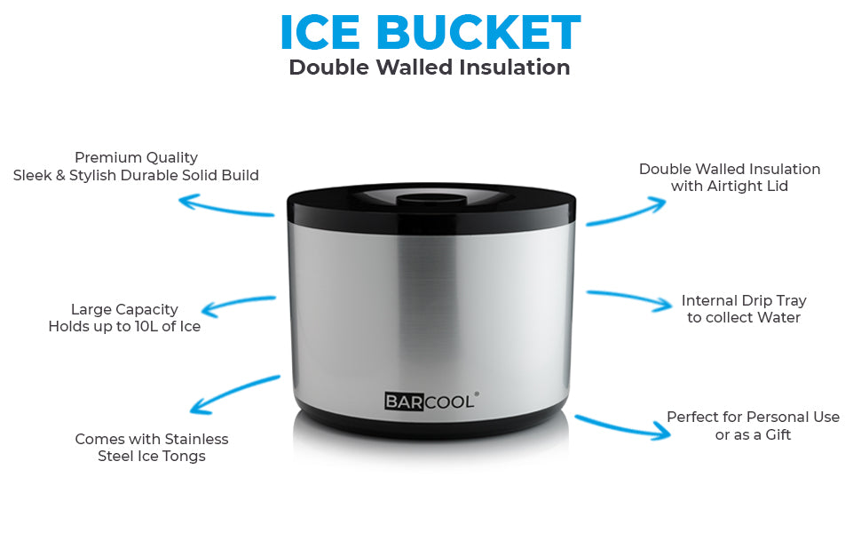 Barcool 10L Ice Bucket - Round Silver