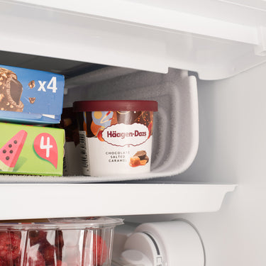 Subcold Eco white 100 litre undercounter fridge icebox with contents inside