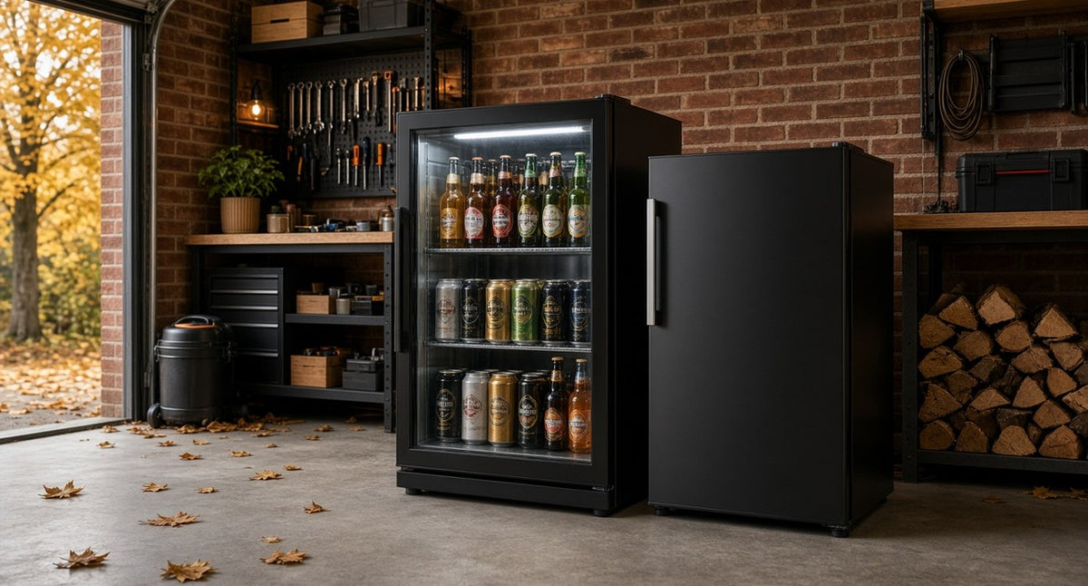 Subcold Apex beer fridge and Eco-F freezer in a UK garage