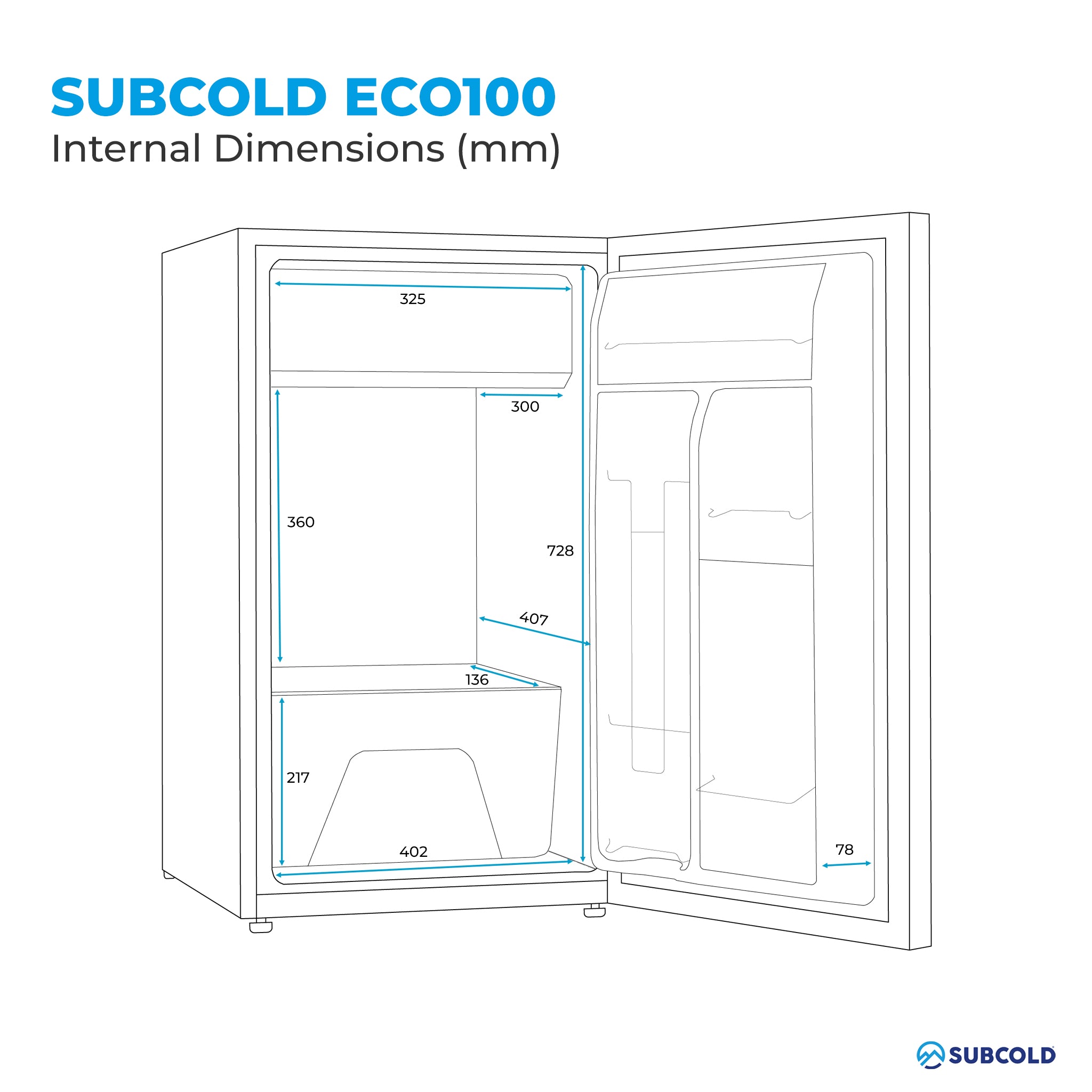 Subcold Eco100 LED Under Counter Fridge - White – image 3