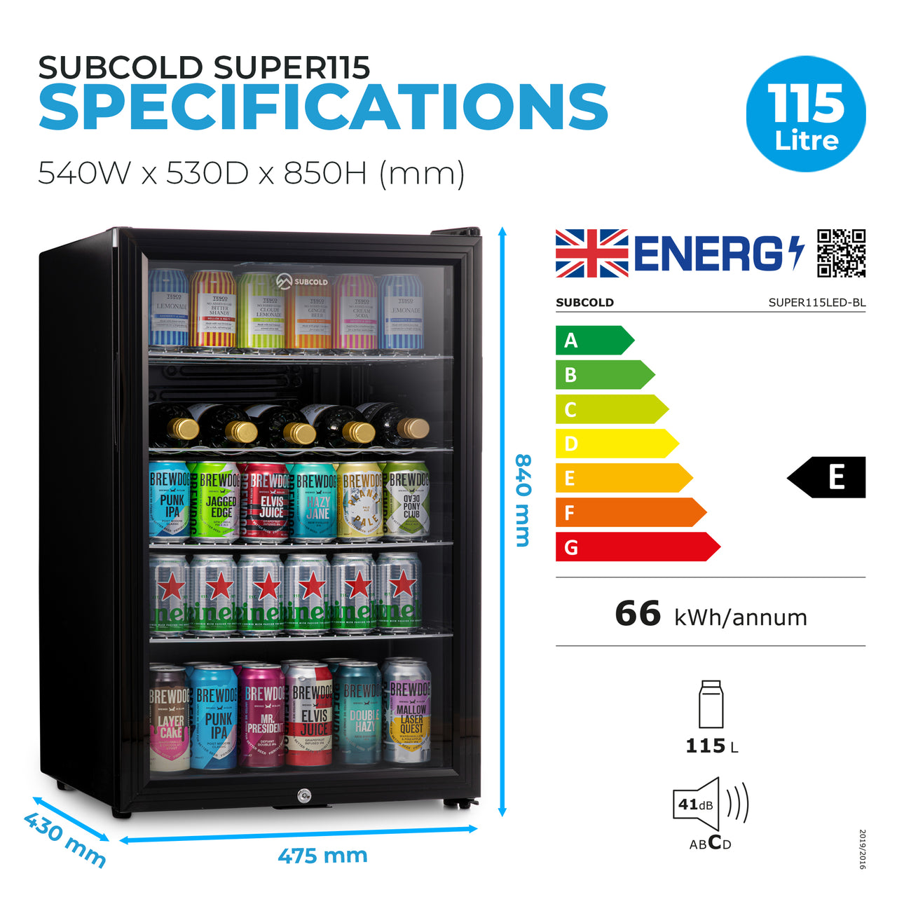 Subcold Super 115 LED Beer Fridge - Black