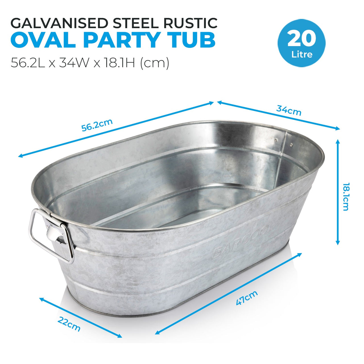 Barcool 20L Galvanised Steel Party Tub - As New