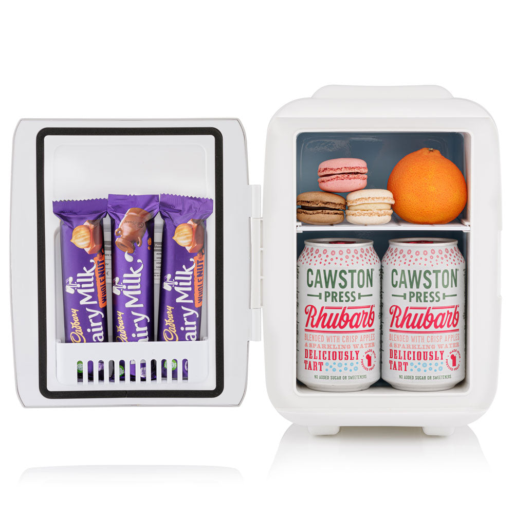 Subcold classic 4 litre grey mini fridge snacks and drinks inside