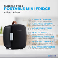Thumbnail for Subcold Pro 4 litre black mini fridge features infographic