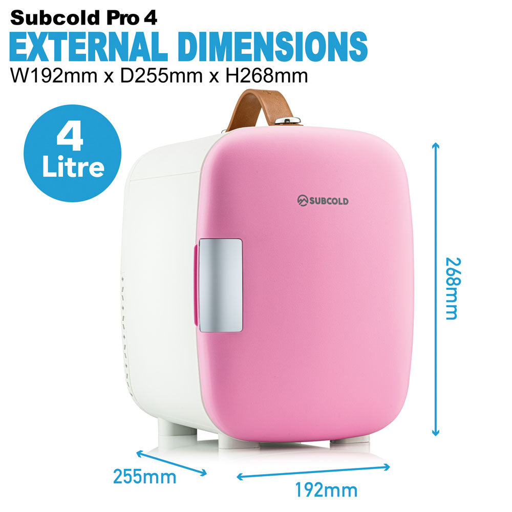 Subcold Pro 4 litre pink mini fridge dimensions