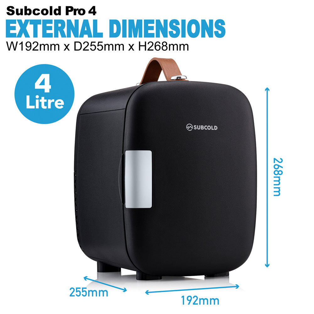 Subcold Pro 4 litre black mini fridge dimensions
