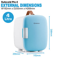 Thumbnail for Subcold Pro 4 litre blue mini fridge dimensions