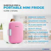 Thumbnail for Subcold Pro 4 litre Pink mini fridge features infographic