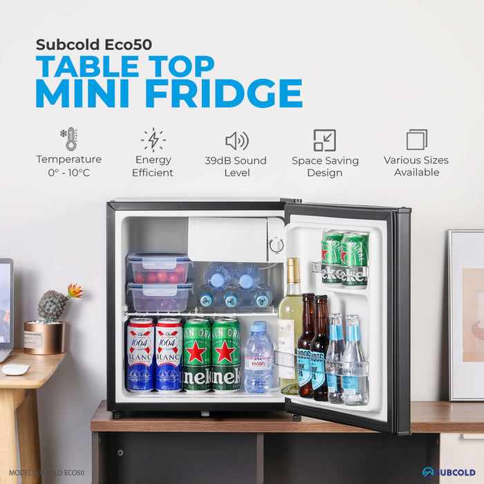 50 Litre Table Top Fridge | Subcold Eco50 | Lock & Key