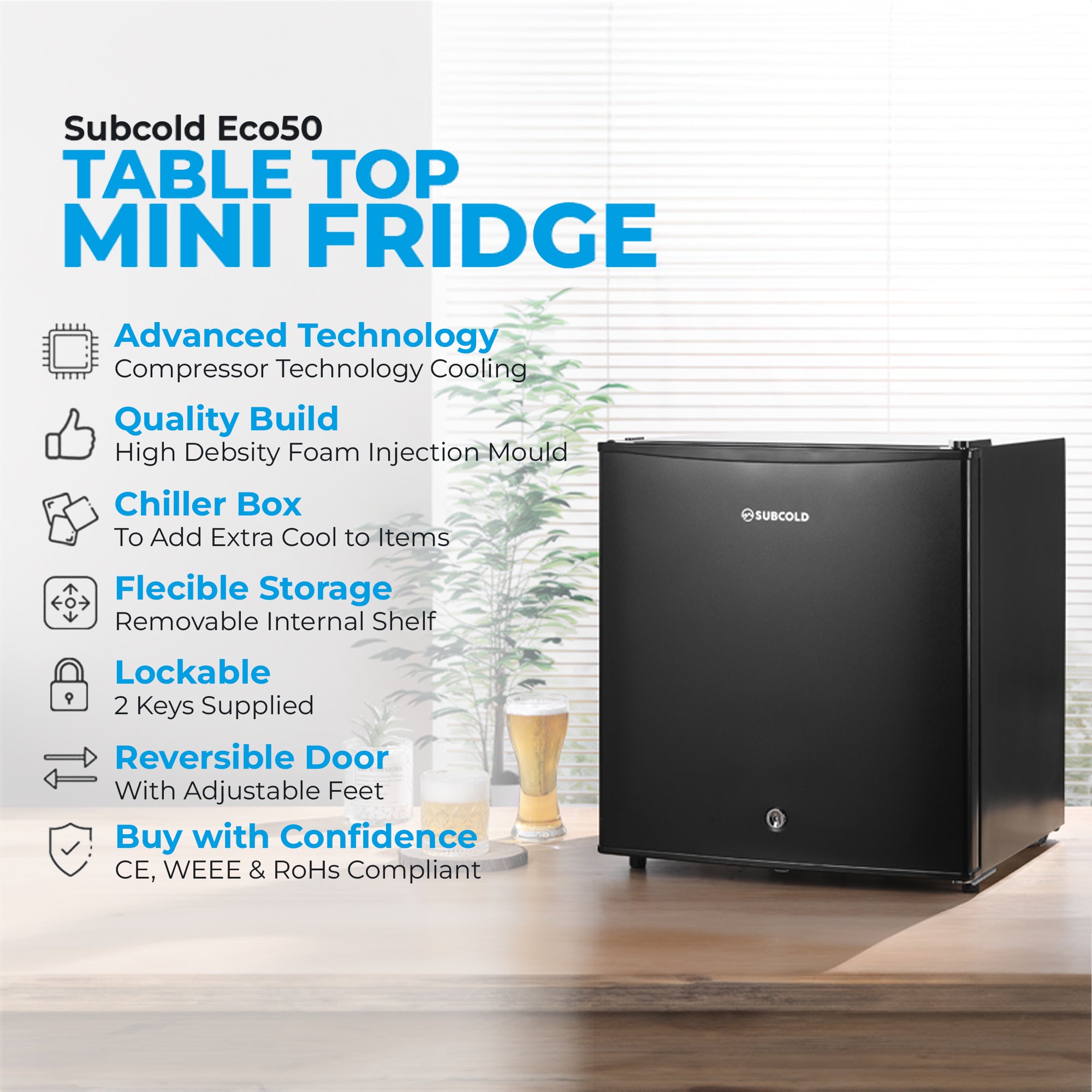 Subcold Eco50 Mini Fridge -  Black | Refurbished
