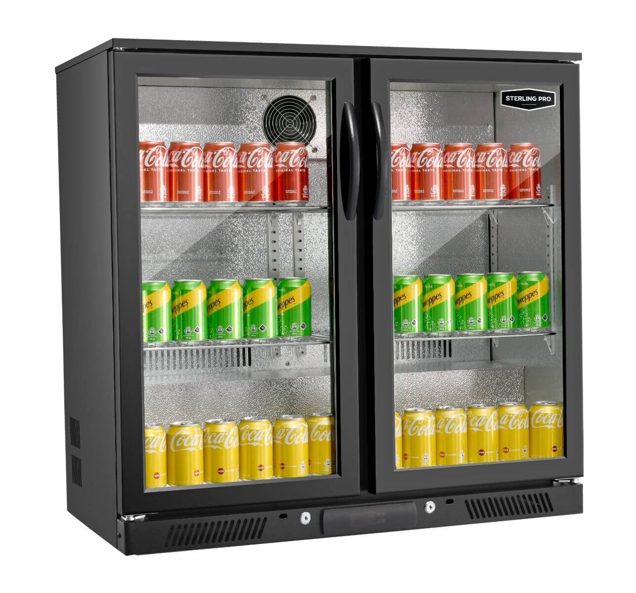 Sterling Pro Black Double Door Hinged Bottle Cooler 180 x 330ml Bottles | SP2HC-BH