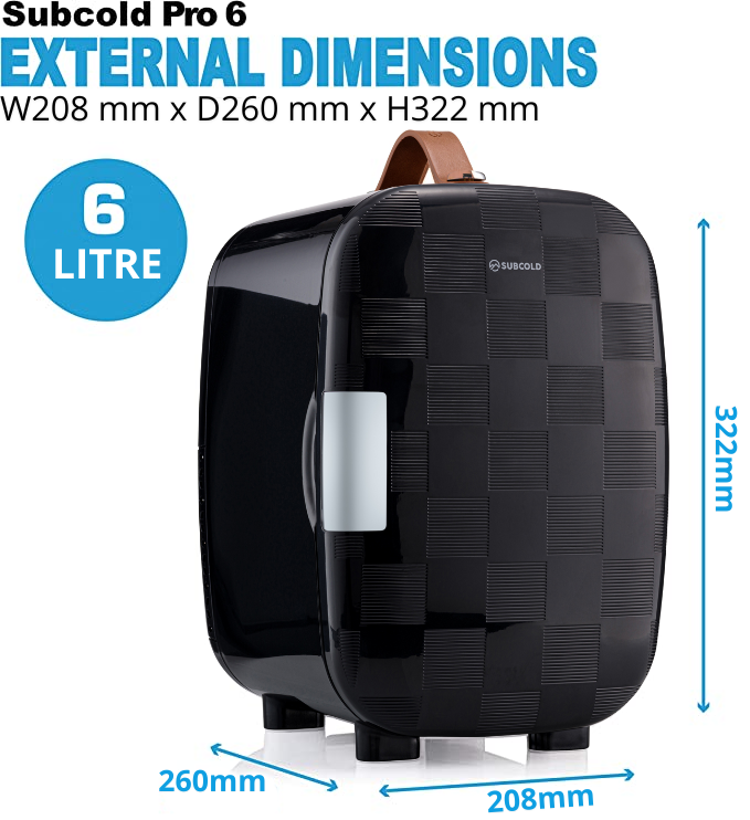 Subcold Pro 6 litre black chequered mini fridge dimensions