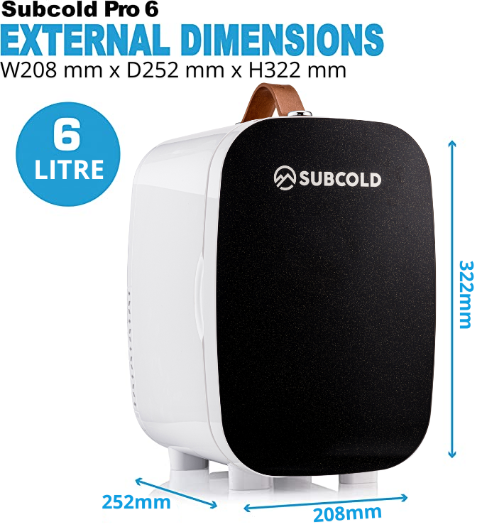 Subcold Pro 6 litre black mini fridge dimensions