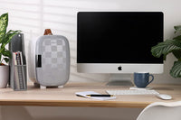 Thumbnail for Subcold Pro 6 litre grey chequered mini fridge for bedroom or office