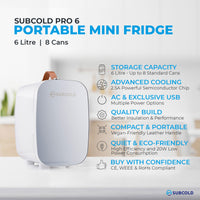 Thumbnail for Subcold Pro 6 litre grey mini fridge features infographic