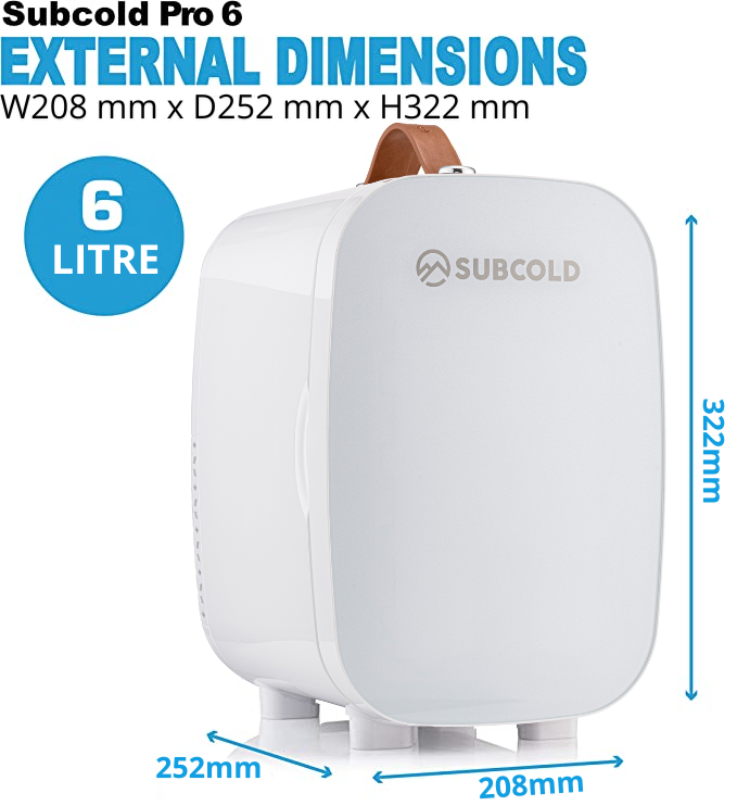 Subcold Pro 6 litre white mini fridge dimensions