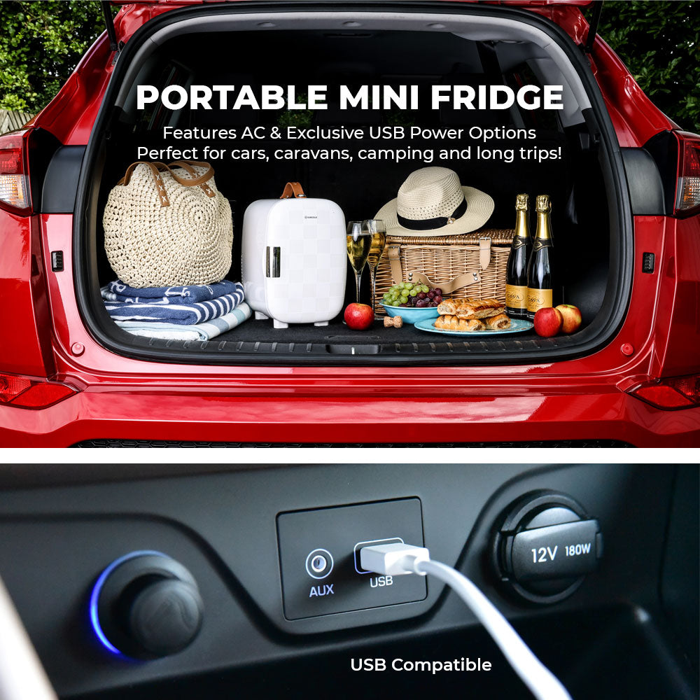 Subcold Pro 6 litre white chequered portable mini fridge