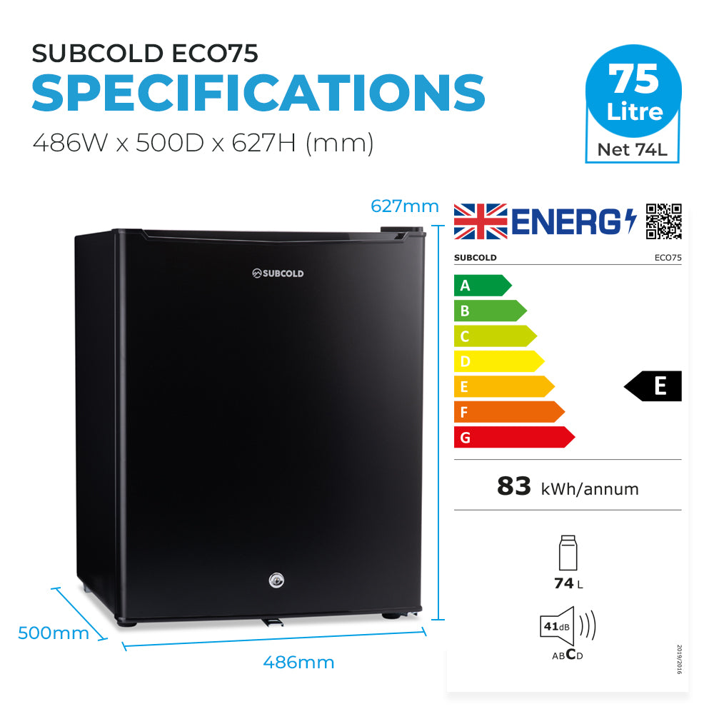 Subcold Eco75 Table Top Fridge - Black | Refurbished